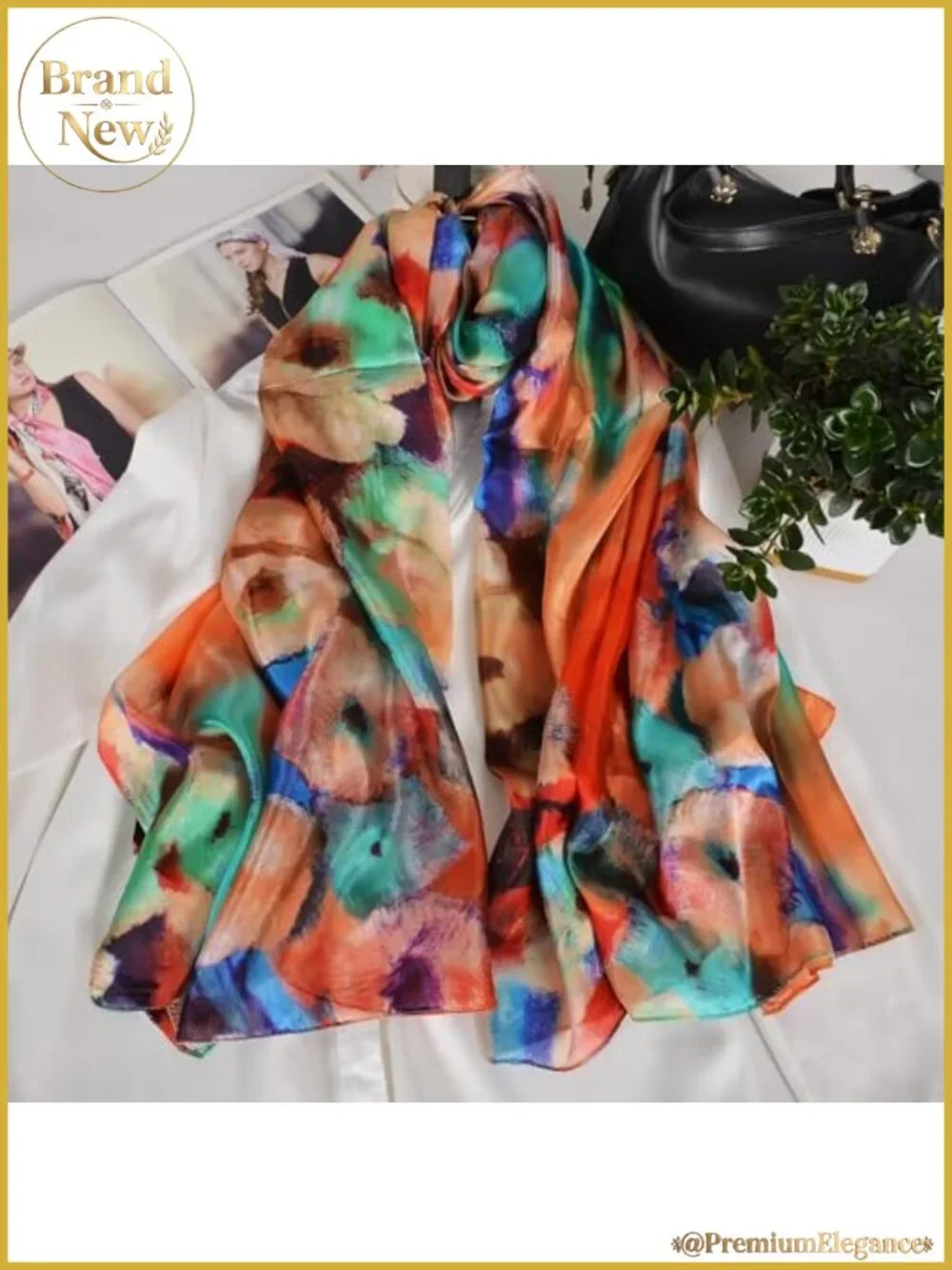 100% Mulberry Silk Scarf Large Floral Shawl Wrap